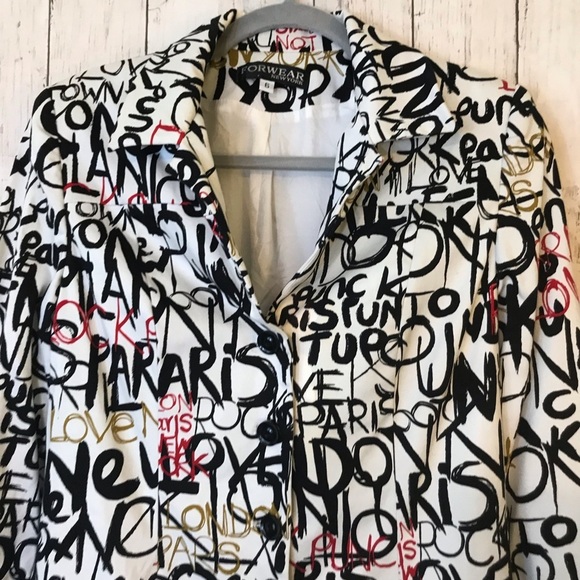 FORWEAR NEW YORK GRAFFITI Print Jacket Blazer - Picture 2 of 14